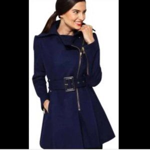 Kenneth Cole New York Belted coat- Navy Admiral Blue Wool
